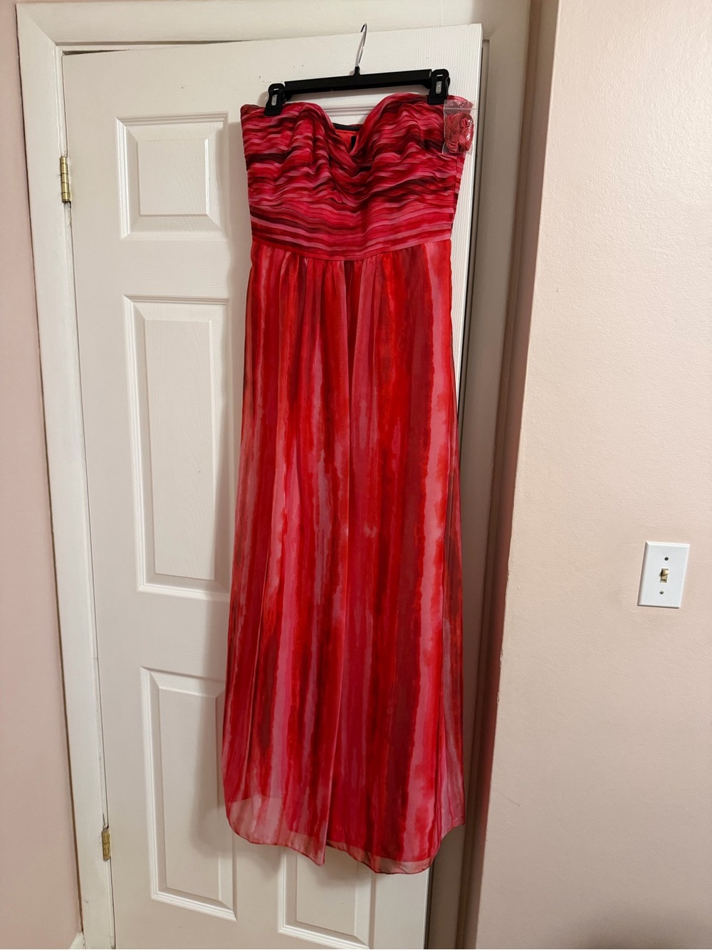 Laundry by Shelli Segal Strapless Coral Pink Maxi Dress Size 12 Formal Gown